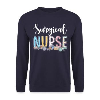 Gift idea for surgical nurses - Unisex Sweatshirt - navy - Front - Alina (178cm) & Michal (187cm)