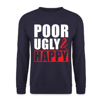 Pauvre moche et heureux - Sweat-shirt Unisexe - marine - Devant - Alina (178cm) & Michal (187cm)
