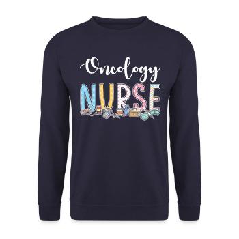 Gift idea for oncology nurses - Unisex Sweatshirt - navy - Front - Alina (178cm) & Michal (187cm)