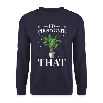 I would propagate banana plant lovers - Unisex Sweatshirt - navy - Front - Alina (178cm) & Michal (187cm)