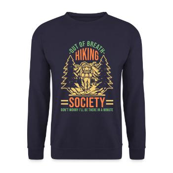 Wanderer Wandern Out Of Breath Hiking Society - Sweat-shirt Unisexe - marine - Devant - Alina (178cm) & Michal (187cm)