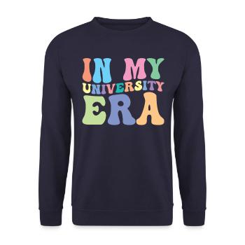 University Retro Groovy Student - Unisex Sweatshirt - navy - Front - Alina (178cm) & Michal (187cm)