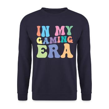 Gaming Retro Groovy In my Gaming Ear Gamer Girl - Unisex Pullover - Navy - Vorne - Alina (178cm) & Michal (187cm)