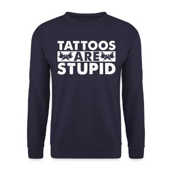 Tattoos Sind Dumm - Unisex Pullover - Navy - Vorne - Alina (178cm) & Michal (187cm)