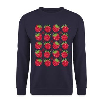 Raspberry Berries Fruit Pattern - Unisex Sweatshirt - navy - Front - Alina (178cm) & Michal (187cm)