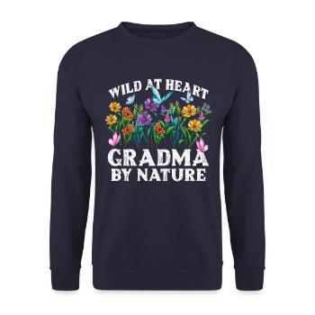 Oma Wildblume Blumen Natur Liebe - Unisex Pullover - Navy - Vorne - Alina (178cm) & Michal (187cm)