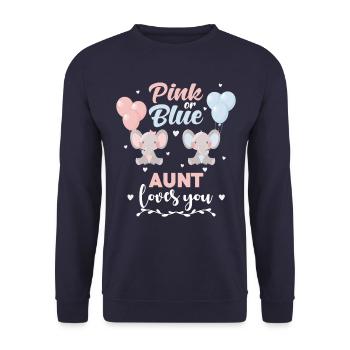 Rosa oder blaue Tante Elefant - Unisex Pullover - Navy - Vorne - Alina (178cm) & Michal (187cm)