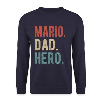 Mario Dad Hero - Unisex Sweatshirt - navy - Front - Alina (178cm) & Michal (187cm)