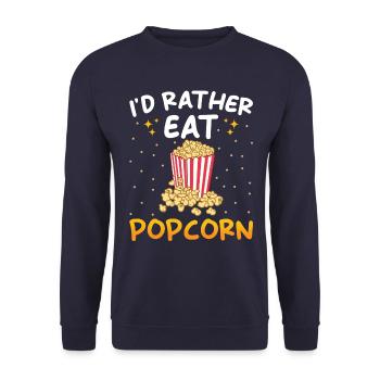 Popcorn Liebhaber Geschenk Lustiges Popcorn - Unisex Pullover - Navy - Vorne - Alina (178cm) & Michal (187cm)