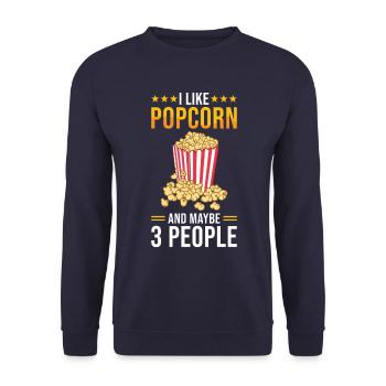 Popcorn Liebhaber Geschenk Lustiges Popcorn - Unisex Pullover - Navy - Vorne - Alina (178cm) & Michal (187cm)