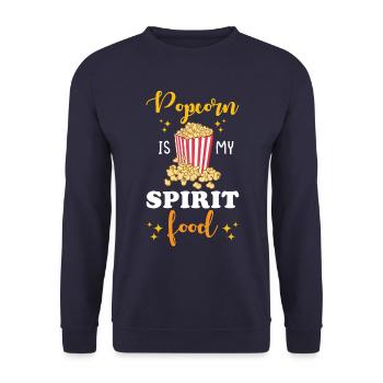 Popcorn Liebhaber Geschenk Lustiges Popcorn - Unisex Pullover - Navy - Vorne - Alina (178cm) & Michal (187cm)