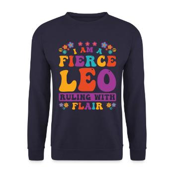 Leo Zodiac Personality Groovy Cool Leo Idea - Unisex Sweatshirt - navy - Front - Alina (178cm) & Michal (187cm)