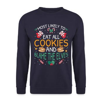 Most Likely To Christmas - Unisex Sweatshirt - navy - Front - Alina (178cm) & Michal (187cm)