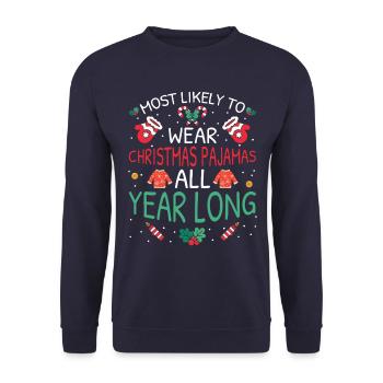 Most Likely To Christmas - Unisex Sweatshirt - navy - Front - Alina (178cm) & Michal (187cm)