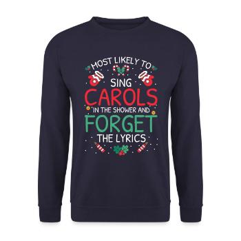 Most Likely To Christmas - Unisex Sweatshirt - navy - Front - Alina (178cm) & Michal (187cm)