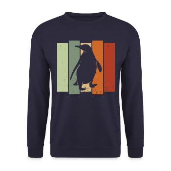 Pinguin Retro Tier Pinguin Liebhaber Antarktis - Unisex Pullover - Navy - Vorne - Alina (178cm) & Michal (187cm)