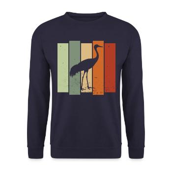 Grue du Canada Rétro Birdwatching Bird Watcher - Sweat-shirt Unisexe - marine - Devant - Alina (178cm) & Michal (187cm)