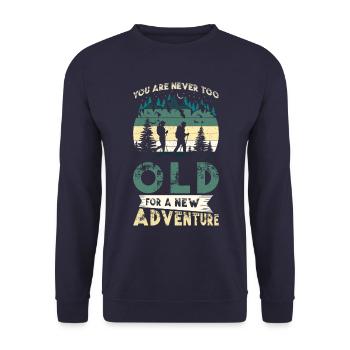 Wanderabenteuer Wanderer Geschenk Bergwald - Unisex Pullover - Navy - Vorne - Alina (178cm) & Michal (187cm)
