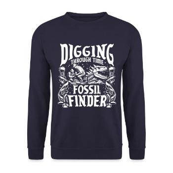 Fossil Hunter Apparel - Digging Through Time: - Unisex Sweatshirt - navy - Front - Alina (178cm) & Michal (187cm)
