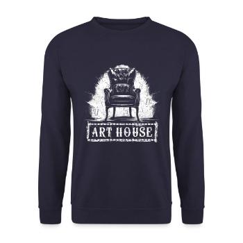 Arthouse-Enthusiast und Fan von Kinofilmen - Unisex Pullover - Navy - Vorne - Alina (178cm) & Michal (187cm)