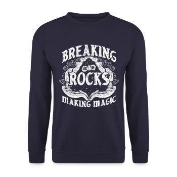 Geode Cracker Mineral Rock Geologe - Unisex Pullover - Navy - Vorne - Alina (178cm) & Michal (187cm)