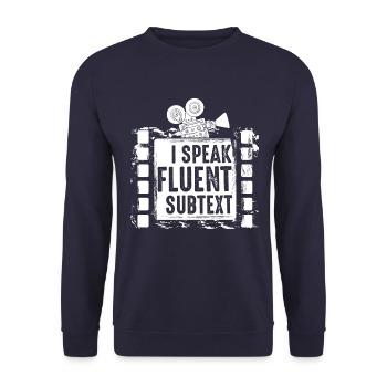 Dialogue Dissector Screenwriter - Unisex Sweatshirt - navy - Front - Alina (178cm) & Michal (187cm)