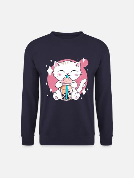 Kawaii Bubble Tea Katze Boba Milch - Unisex Pullover - Navy