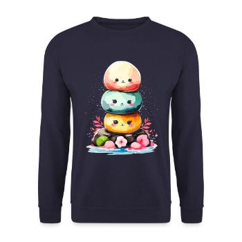 Kawaii Mochi Crème Glacée Dessert Japonais Japon - Sweat-shirt Unisexe - marine - Devant - Alina (178cm) & Michal (187cm)