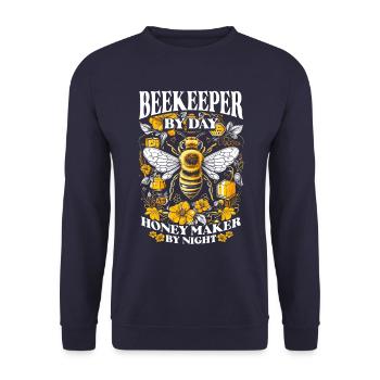 Imkerei Imker BY Day Honey Maker By Night - Unisex Pullover - Navy - Vorne - Alina (178cm) & Michal (187cm)