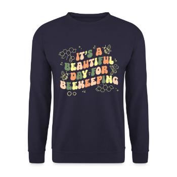 Apiculteur apiculture abeille Groovy Vintage - Sweat-shirt Unisexe - marine - Devant - Alina (178cm) & Michal (187cm)