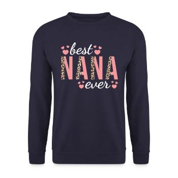 Grandma Family Design Cute Leopard Print Best Nana - Unisex Sweatshirt - navy - Front - Alina (178cm) & Michal (187cm)