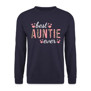 Tante Familie Design Niedliche Leopardenmuster Beste Tante - Unisex Pullover - Navy - Vorne - Alina (178cm) & Michal (187cm)