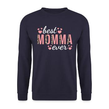 Mama Familie Design Niedlicher Leopardendruck Beste Mama - Unisex Pullover - Navy - Vorne - Alina (178cm) & Michal (187cm)