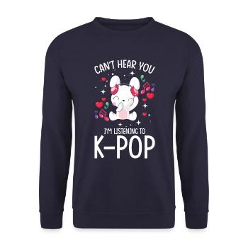Can´t Hear You I´m Listening To K-Pop - Unisex Sweatshirt - navy - Front - Alina (178cm) & Michal (187cm)