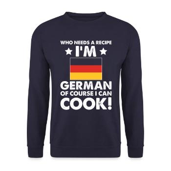 Deutsche Küche Koch Koch Ich bin Deutsch Natürlich I - Unisex Pullover - Navy - Vorne - Alina (178cm) & Michal (187cm)