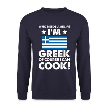cuisine grecque cuisinier chef je suis grec bien sûr que je - Sweat-shirt Unisexe - marine - Devant - Alina (178cm) & Michal (187cm)