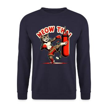 Muay Thai Arts Martiaux Cat Meow Thaï Boxe Thaïlandaise - Sweat-shirt Unisexe - marine - Devant - Alina (178cm) & Michal (187cm)