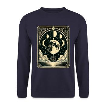 Tarotkarte Vintage Mondphase Astrologie Tarot - Unisex Pullover - Navy - Vorne - Alina (178cm) & Michal (187cm)