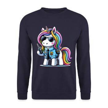 Unicorn Rainbow Cute Unicorn Security - Unisex Sweatshirt - navy - Front - Alina (178cm) & Michal (187cm)