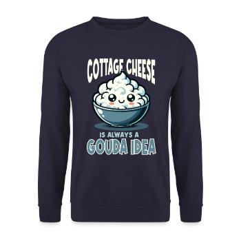 Cottage Cheese Gouda Idea - Unisex Sweatshirt - navy - Front - Alina (178cm) & Michal (187cm)