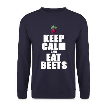 Keep Calm And Eat Beets Beetroot Graphic - Unisex Sweatshirt - navy - Front - Alina (178cm) & Michal (187cm)