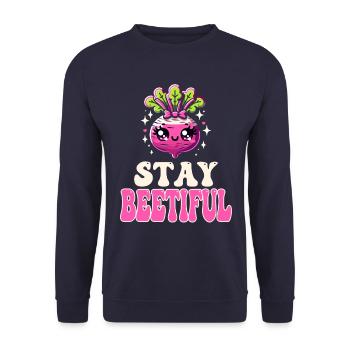 Beetroot Love - Stay Beetiful Kawaii Beets Pun - Unisex Sweatshirt - navy - Front - Alina (178cm) & Michal (187cm)