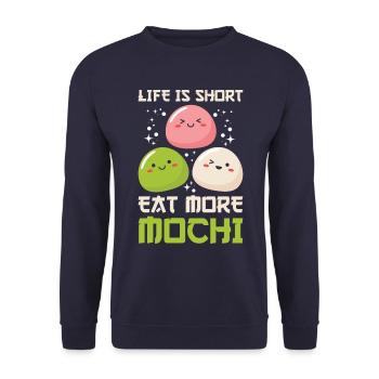 Chemise Kawaii Mochi Lover - La vie est courte Eat More - Sweat-shirt Unisexe - marine - Devant - Alina (178cm) & Michal (187cm)