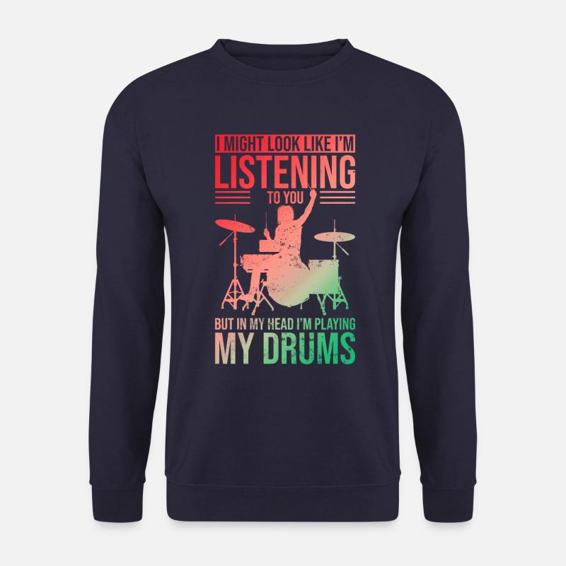 Schlagzeug T-Shirt mit einzigartiger Schlagzeuggrafik Perfekt - Unisex Pullover - Navy