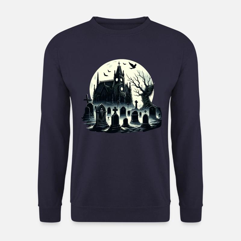 Enigmatic Gothic Cemetery: Misty Moonlight - Unisex Sweatshirt - navy