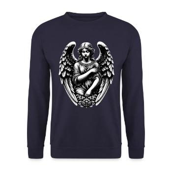 Trauriger gotischer Engel: Künstlerische Eleganz - Unisex Pullover - Navy - Vorne - Alina (178cm) & Michal (187cm)