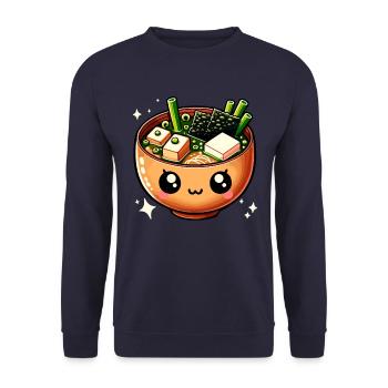 Miso-Suppe Kawaii Japanisches Essen - Unisex Pullover - Navy - Vorne - Alina (178cm) & Michal (187cm)