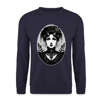 Victorian Gothic Woman Portrait - Unisex Sweatshirt - navy - Front - Alina (178cm) & Michal (187cm)