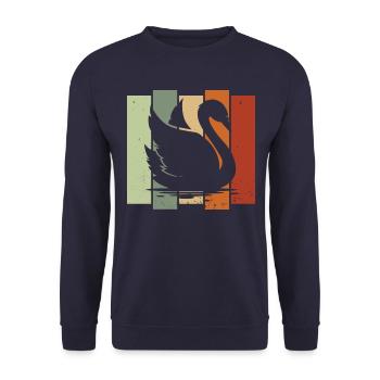 Cygne rétro Birdwatching Bird Watcher - Sweat-shirt Unisexe - marine - Devant - Alina (178cm) & Michal (187cm)