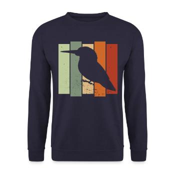 Kingfisher Retro Vogelbeobachtung Vogelbeobachter - Unisex Pullover - Navy - Vorne - Alina (178cm) & Michal (187cm)